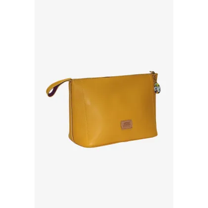 Zdjęcie Elegancka skórzana kosmetyczka w kolorze żółtym - Terrida