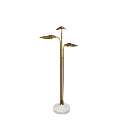 Picture Floor lamp made of brass with a marble base - Ginger & Jagger