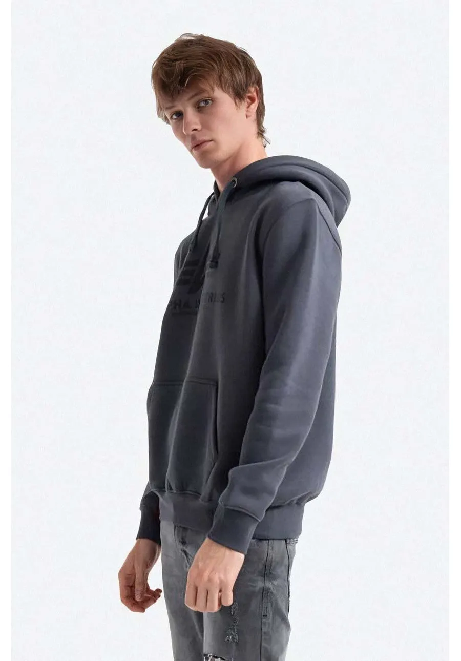 obrazek 1 Alpha Industries bluza męska kolor szary z kapturem z nadrukiem 178312.412-GRAFITOWY