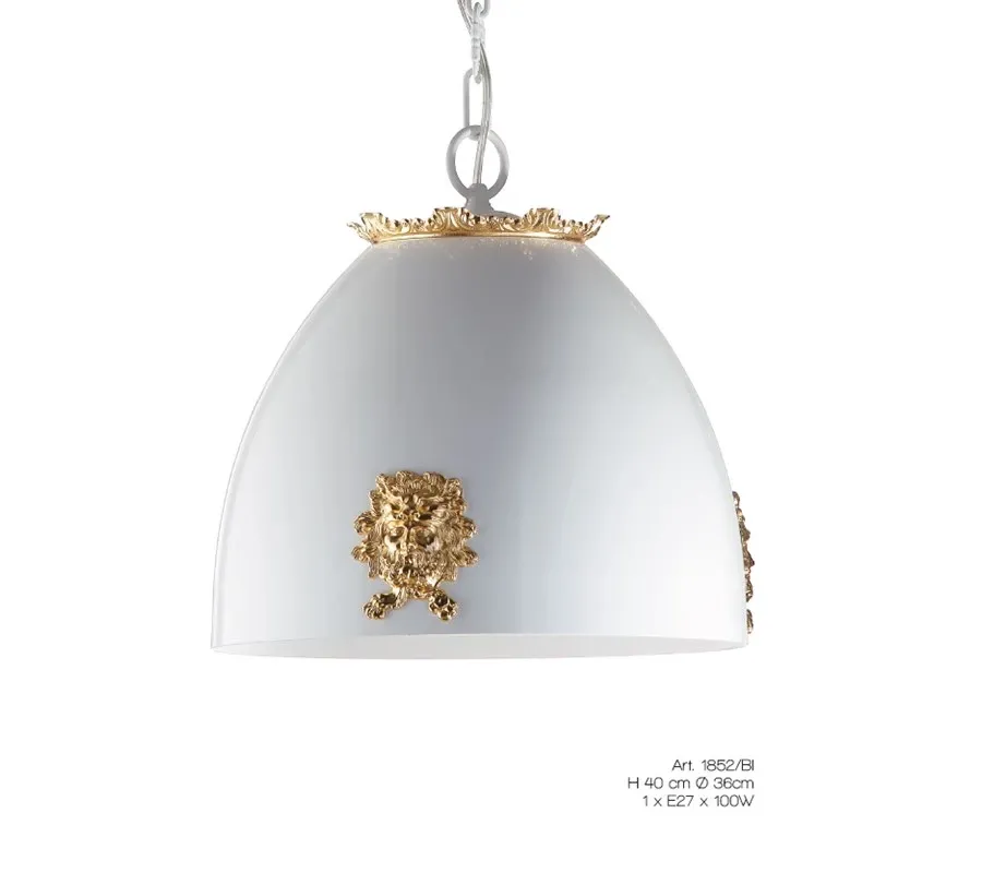 obrazek 1 Biała stylowa lampa sufitowa ze złotymi zdobieniami - Il Paralume Marina