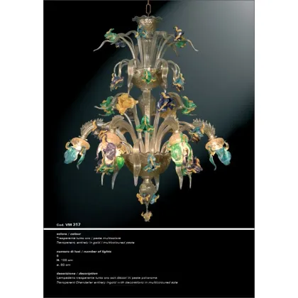 Zdjęcie Piękny stylowy przezroczysty żyrandol z dekoracjami z pasty polichromowanej - Il Paralume Marina