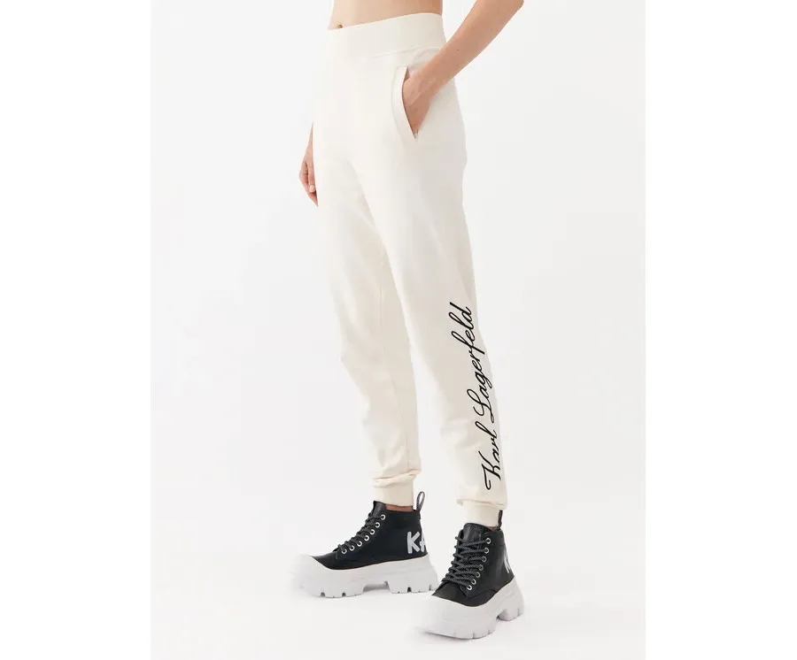 obrazek 1 KARL LAGERFELD Spodnie dresowe 231W1050 Écru Regular Fit