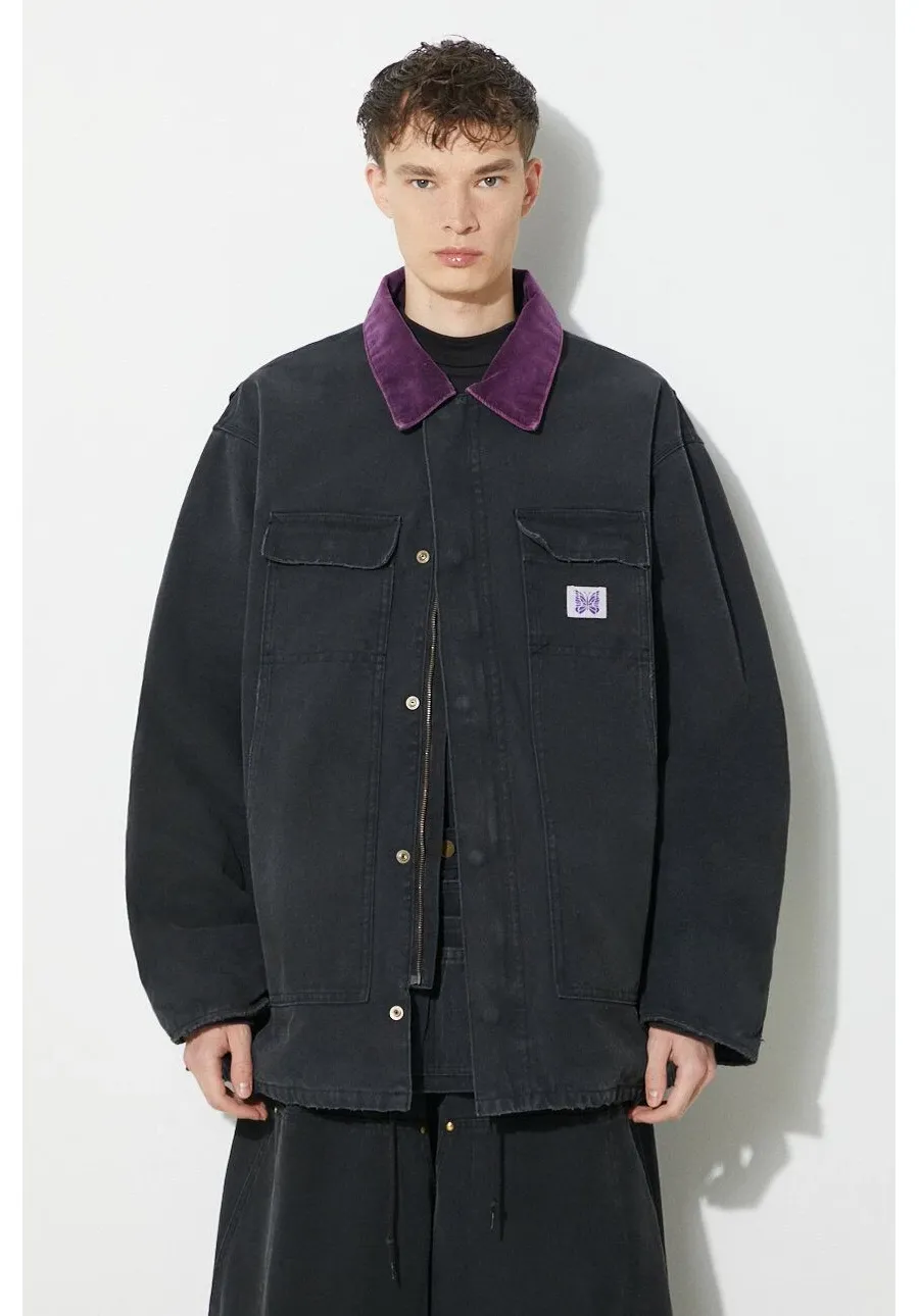obrazek 1 Needles kurtka jeansowa Lumberjack Coat męska kolor czarny zimowa oversize NS157