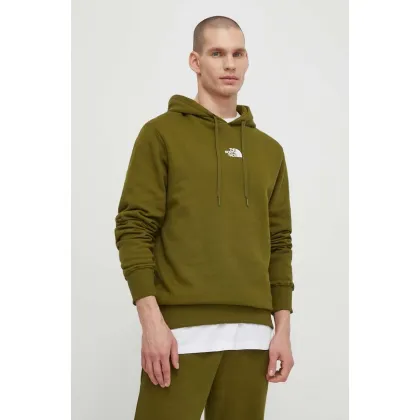 Zdjęcie The North Face bluza bawełniana męska kolor zielony z kapturem z nadrukiem NF0A87DBPIB1