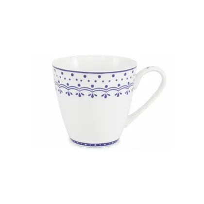 Zdjęcie Stylowy czeski kubek z porcelany zdobiony subtelnym niebieskim motywem - wariant 1 - Leander