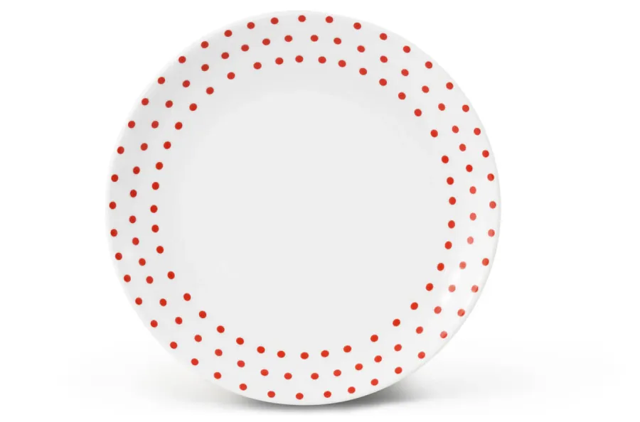 obrazek 1 Piękny porcelanowy płaski duży talerz zdobiony geometrycznym motywem kropek – Leander