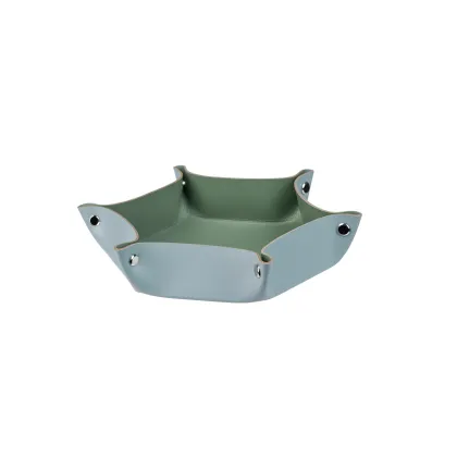 Zdjęcie Ośmiokątna tacka na drobiazgi 15х18xH5 cm ze skóry w kolorze błękitu nieba