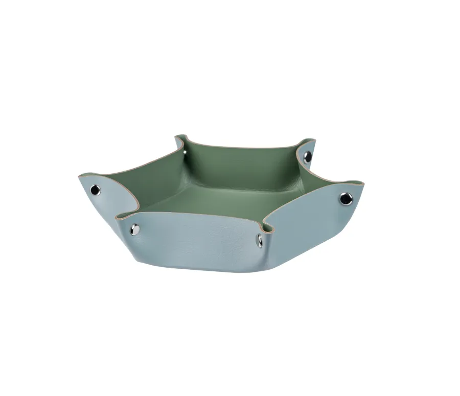 obrazek 1 Ośmiokątna tacka na drobiazgi 15х18xH5 cm ze skóry w kolorze błękitu nieba