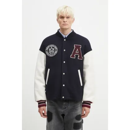 Zdjęcie AMBUSH kurtka wełniana Stadium Jacket kolor granatowy przejściowa oversize BMEK002F24FAB0014628