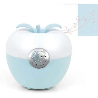 Picture A blue lamp-music box in the shape of an apple decorated with an elephant