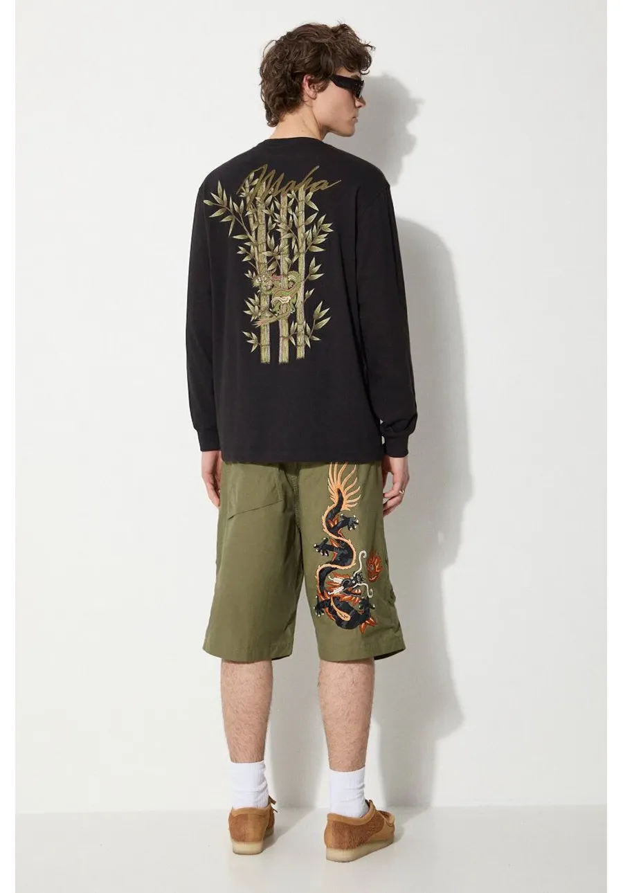 obrazek 1 Maharishi longsleeve bawełniany Dragon Bamboo kolor czarny z aplikacją 5080.BLACK