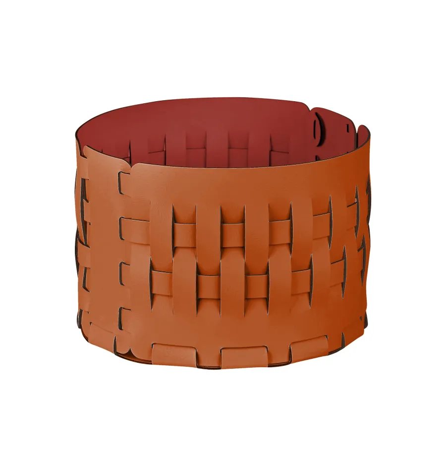 obrazek 1 Ekskluzywny okrągły kosz Bottega-15 Ø20xH12 cm w kolorze koniakowym