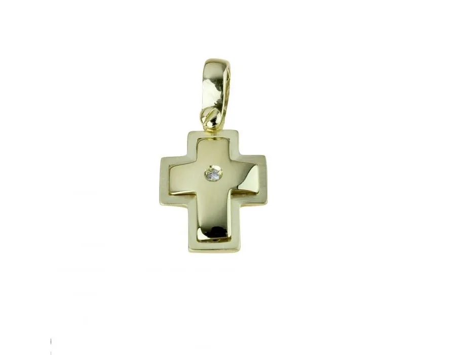obrazek 1 Fantastyczny błyszczący krzyż z satynową krawędzią o śr.ct.0,01 wym.15x12mm.