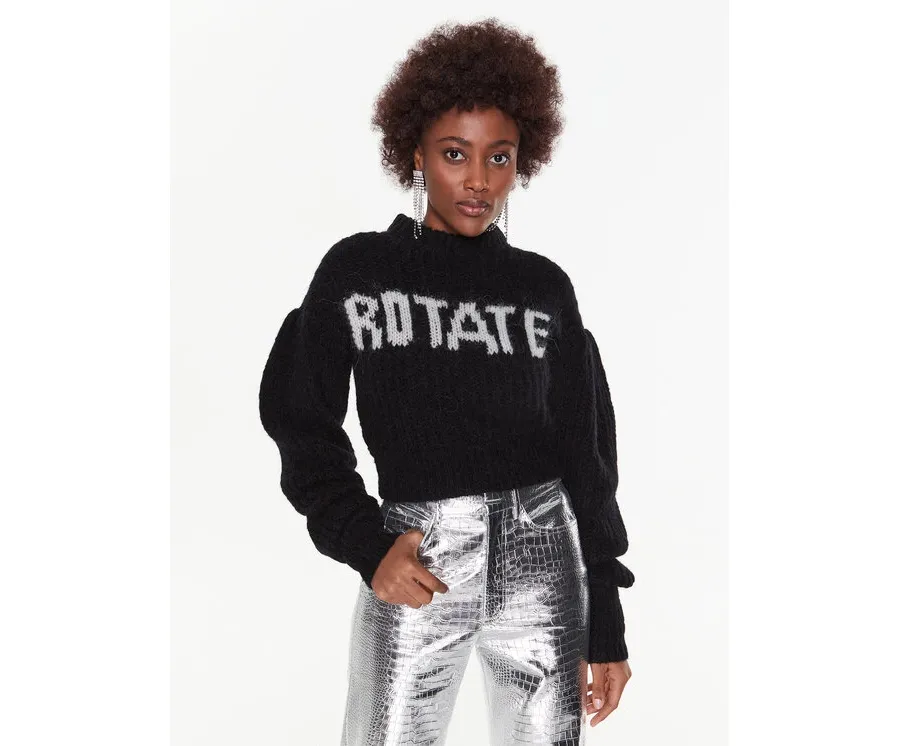 obrazek 1 ROTATE Sweter Knit Puff-Sleeve RT2286 Czarny Regular Fit