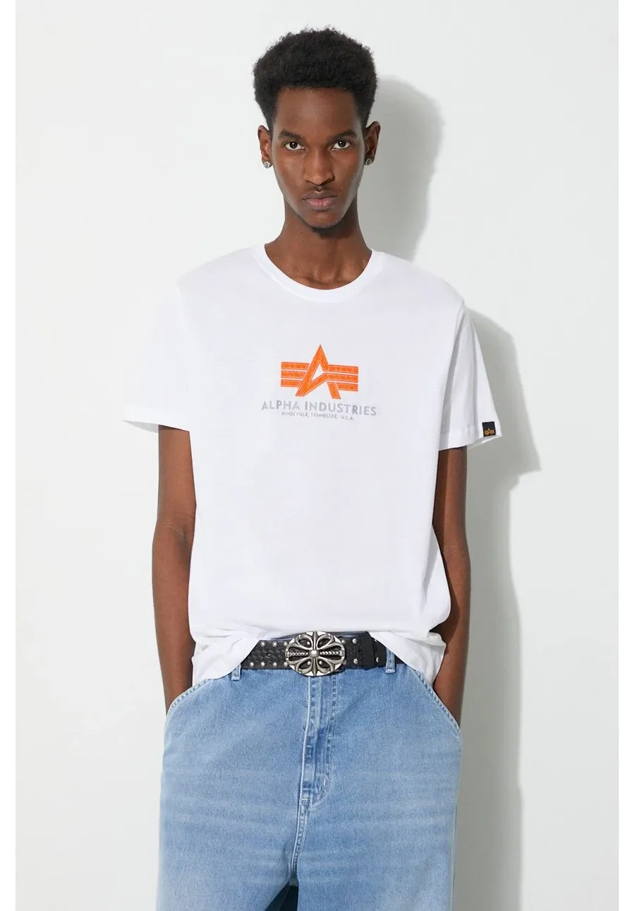 obrazek 1 Alpha Industries t-shirt bawełniany Basic Rubber męski kolor biały z aplikacją 100501RB
