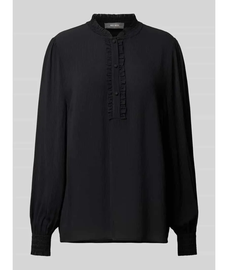 obrazek 1 Bluzka o kroju regular fit z wiskozy ze stójką model ‘Reta’