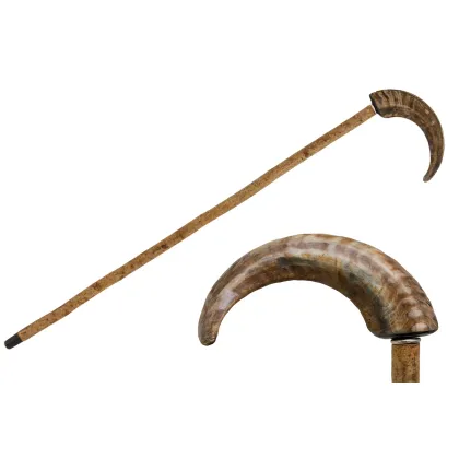 Zdjęcie Oryginalna brązowa laska z rączką - rogiem - Pasotti