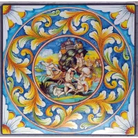 Picture Original garden countertop made of volcanic lava with an original ornament – Ceramiche Valchida