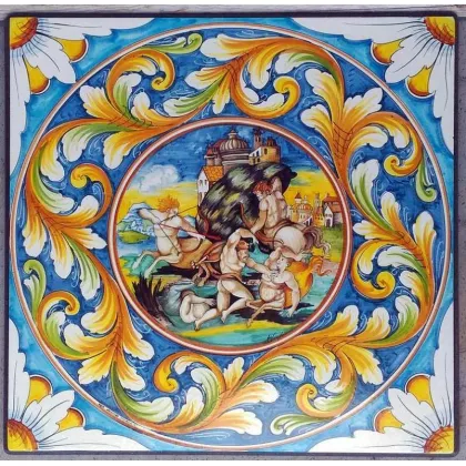 Zdjęcie Oryginalny blat do ogrodu z lawy wulkanicznej z oryginalnym ornamentem – Ceramiche Valchida