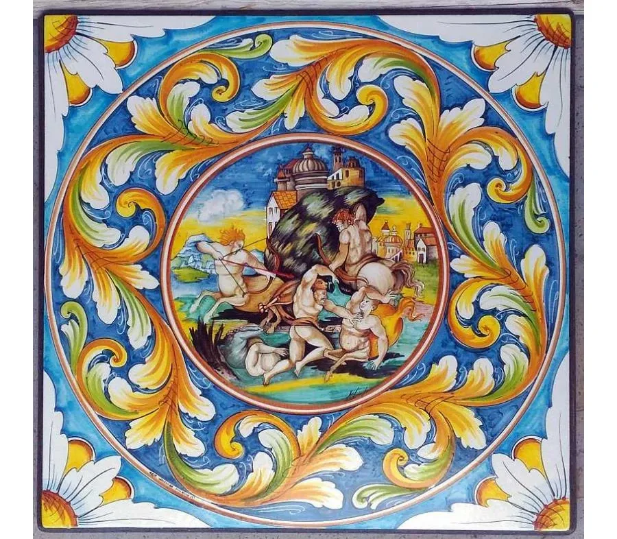 obrazek 1 Oryginalny blat do ogrodu z lawy wulkanicznej z oryginalnym ornamentem – Ceramiche Valchida