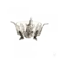 Picture Beautiful silver salt container with decoration in the form of acanthus leaves - Zaramella Argenti
