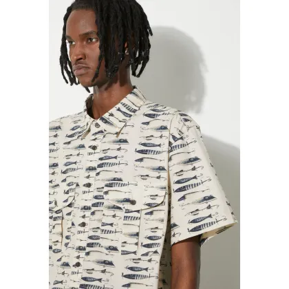 Zdjęcie Filson koszula bawełniana Washed SS Feather męska kolor beżowy relaxed z kołnierzykiem klasycznym FMCAM0007