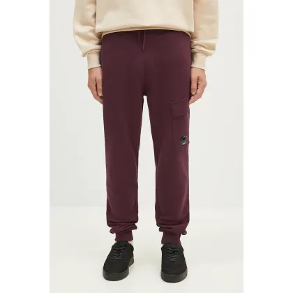 Zdjęcie C.P. Company spodnie dresowe bawełniane Diagonal Raised Fleece Cargo Sweatpants kolor fioletowy gładkie 17CMSP017A005086W