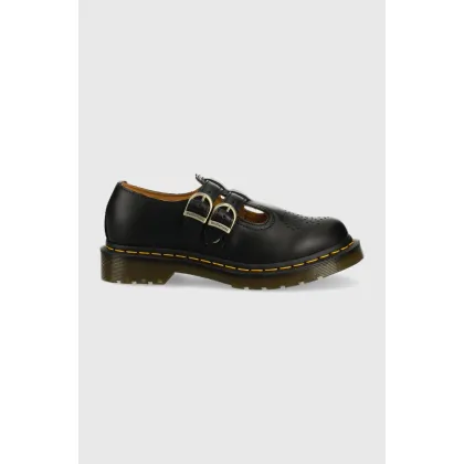 Zdjęcie Dr. Martens półbuty skórzane 8065 Mary Jane damskie kolor czarny na płaskim obcasie DM12916001.8065.Mary-Black.Smth