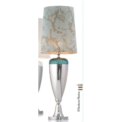 Zdjęcie Lampa stołowa z metalowym i wodnym zielonym włoskim ręcznie ciętym kryształem – Il Paralume Marina