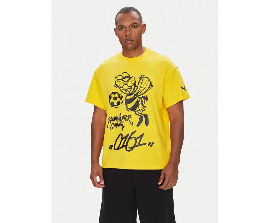 obrazek 1 Puma T-Shirt CWC Hoops x Man City 631696 Żółty Regular Fit