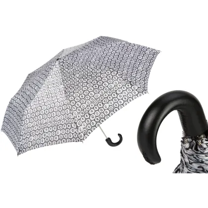 Zdjęcie Elegancki biały parasol damski zdobiony motywem czarnych małych okręgów - Pasotti