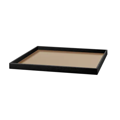 Zdjęcie Luksusowa taca Mondo 30x30xH3 cm wykonana ze skóry w kolorze cappuccino