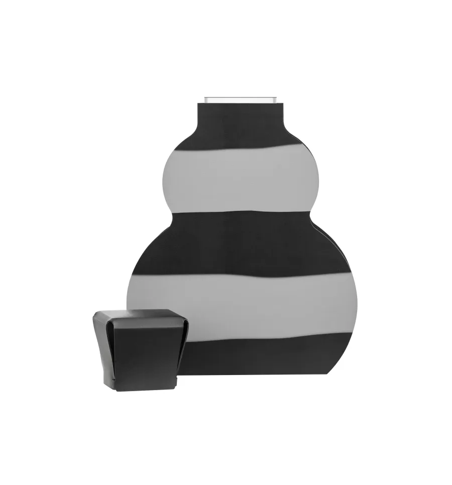 obrazek 3 Designerski skórzany wazon Otto 9x33xH45 cm w czarno-szare poziome pasy