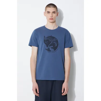 Zdjęcie Fjallraven t-shirt bawełniany Arctic Fox T-shirt męski kolor niebieski wzorzysty F87220