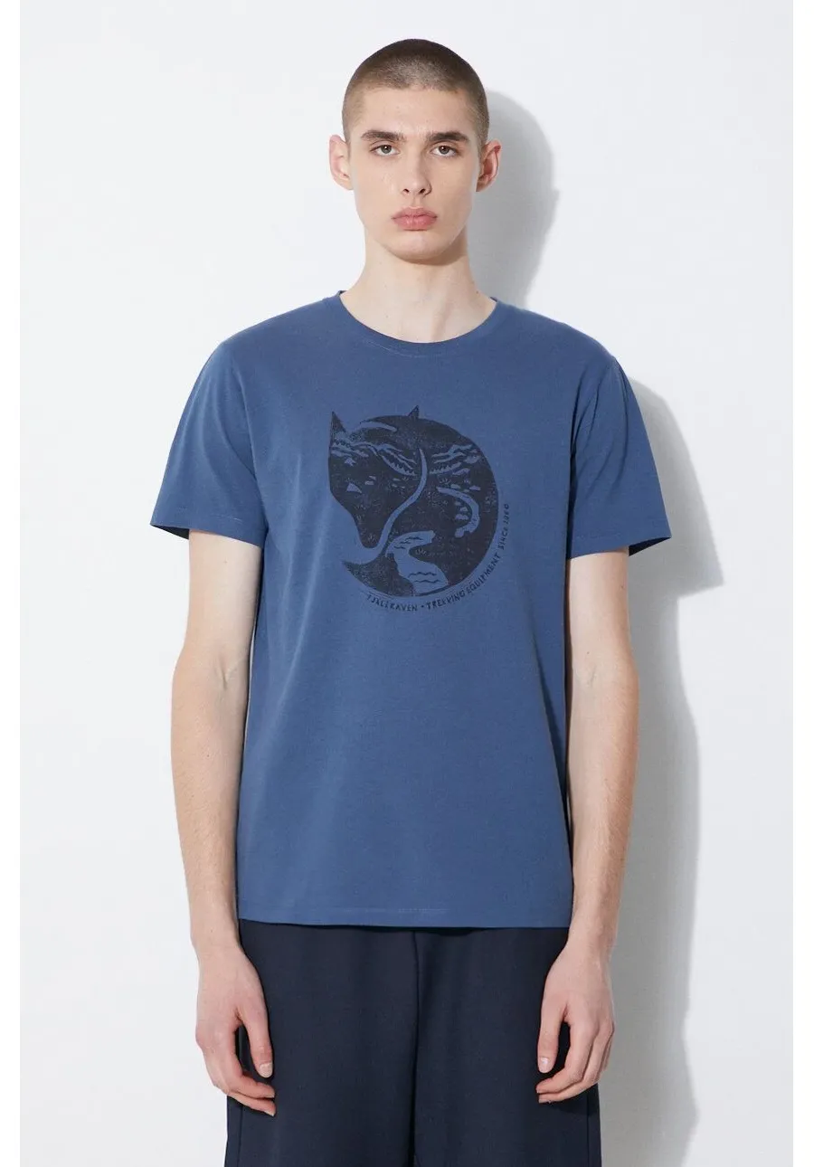 obrazek 1 Fjallraven t-shirt bawełniany Arctic Fox T-shirt męski kolor niebieski wzorzysty F87220