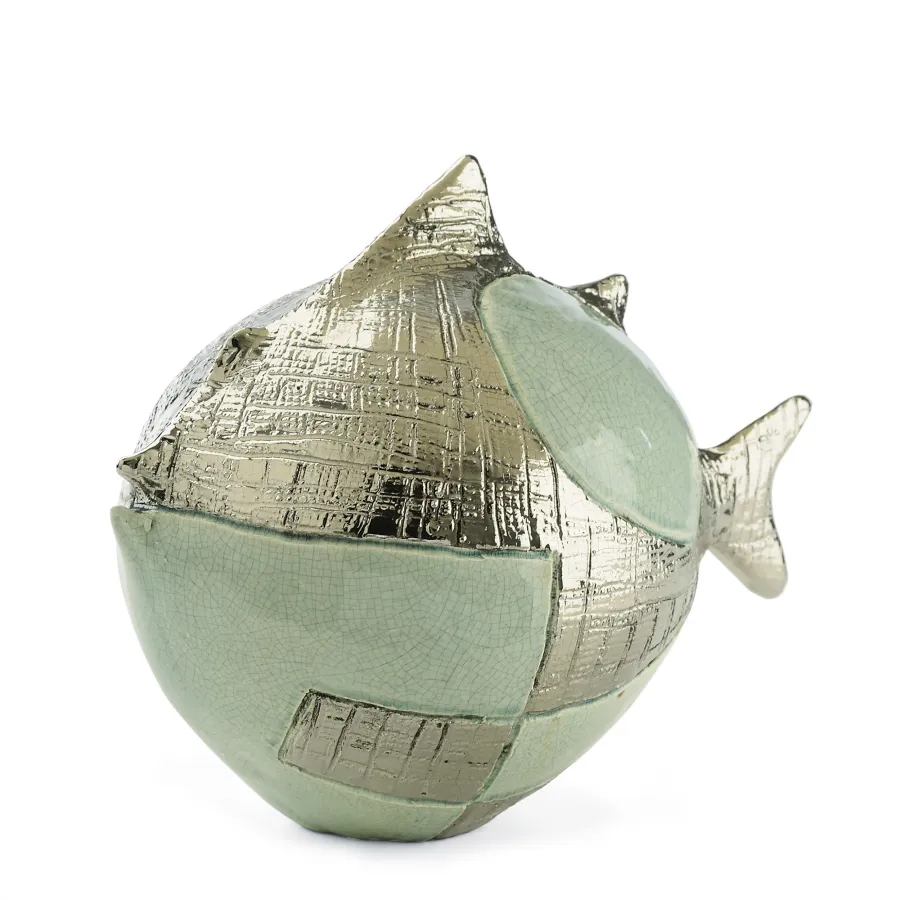 obrazek 3 Ceramiczna ryba rozdymkowata z glazurą H.25xL.21xP.31 cm