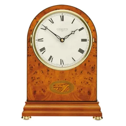 Zdjęcie Niezwykły zegar Regency Arch Top Yew na biurko