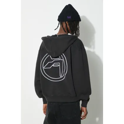 Zdjęcie AMBUSH bluza bawełniana Embroidered Emblem Zip Up męska kolor czarny z kapturem gładka BMBE002S24FLE