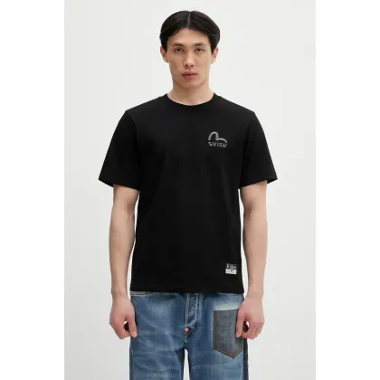 Zdjęcie Evisu t-shirt bawełniany Logo EMB SS męski kolor czarny z aplikacją 2ESHTM5TS1137