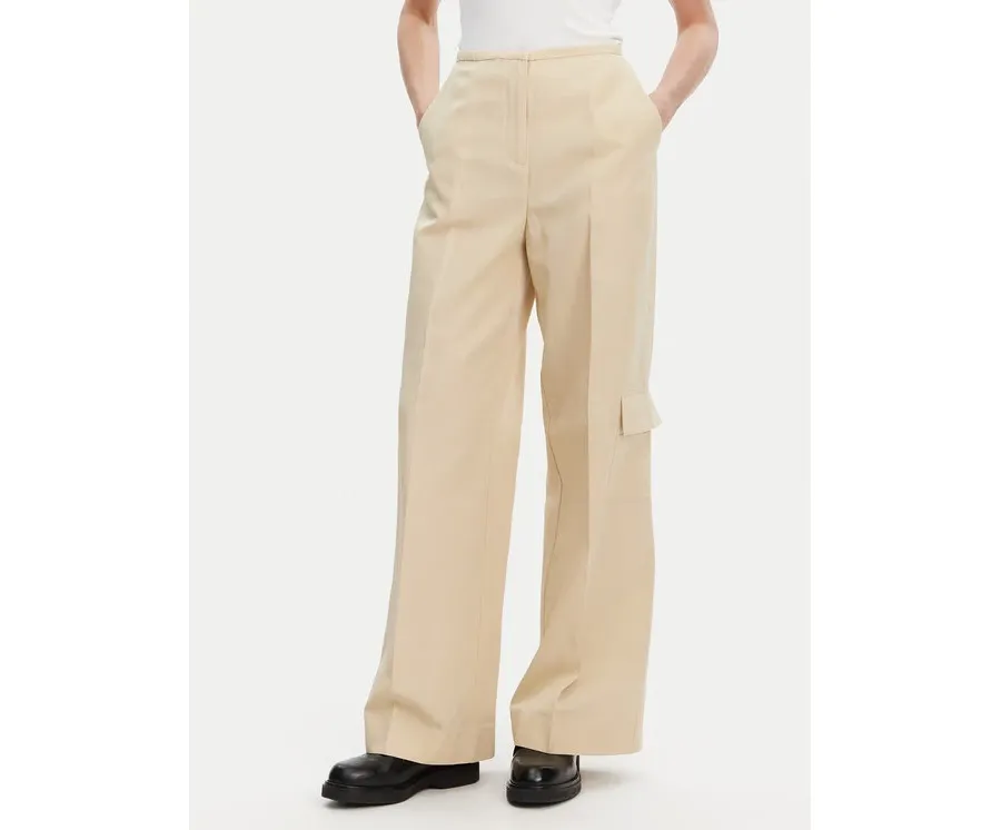 obrazek 1 Calvin Klein Spodnie materiałowe K20K208168 Beżowy Wide Leg