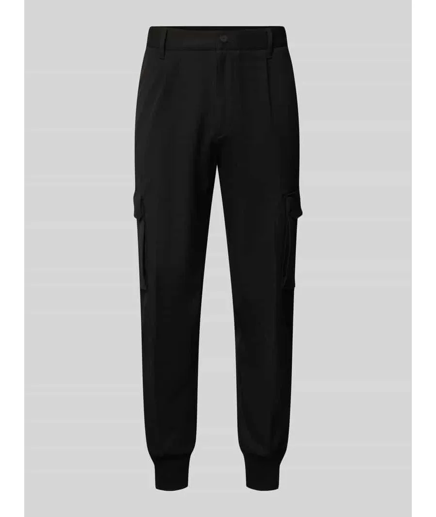 obrazek 1 Spodnie cargo o kroju tapered fit z fakturowanym wzorem model ‘Glavin’