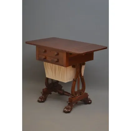 Zdjęcie Wyjątkowy, regencyjny, mahoniowy, opadający, stół roboczy, z oszałamiającym blatem - antyk