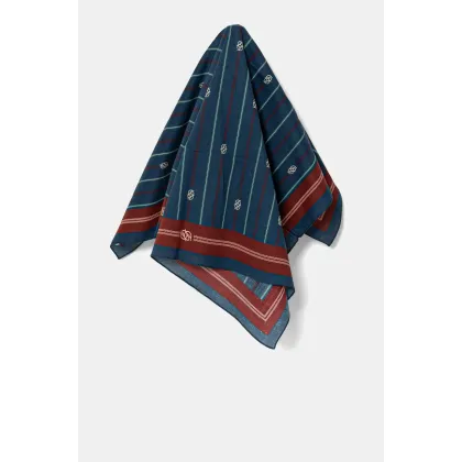 Zdjęcie Drôle de Monsieur apaszka bawełniana Le Foulard RayE Monogramme męska kolor granatowy wzorzysta G-BA014-CO128-BE