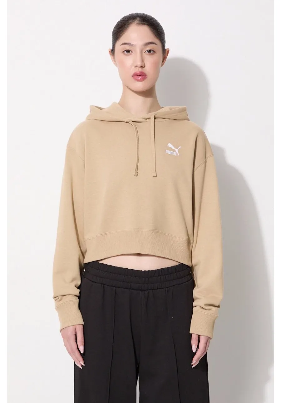 obrazek 1 Puma bluza bawełniana BETTER CLASSIC damska kolor beżowy z kapturem z aplikacją 624229