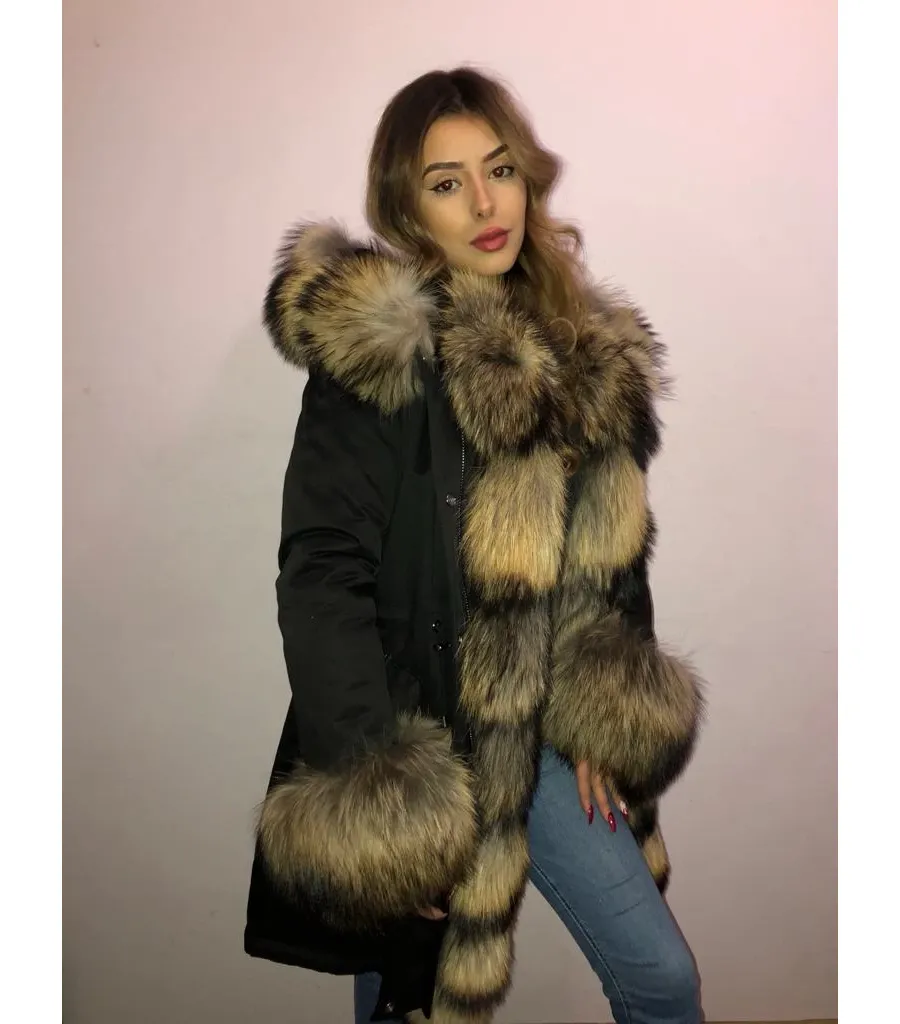 obrazek 3 Ekskluzywna parka z bogatym obszyciem z jenota fińskiego