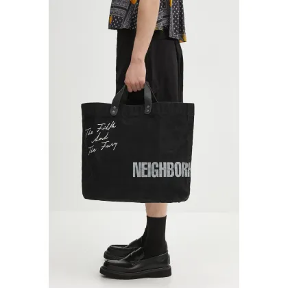 Zdjęcie NEIGHBORHOOD torba Washed Canvas Tote Bag kolor czarny 242TQNH.CG01