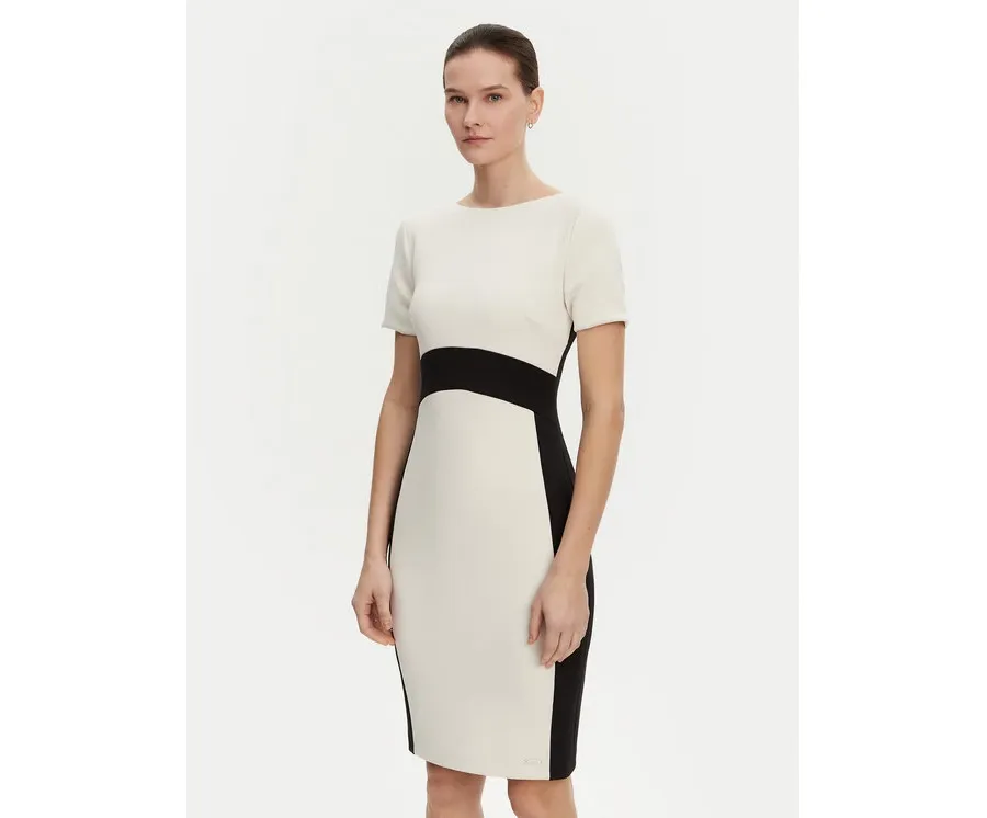 obrazek 1 Calvin Klein Sukienka koktajlowa K20K208161 Écru Slim Fit