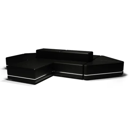 Picture Portuguese black leather sofa
