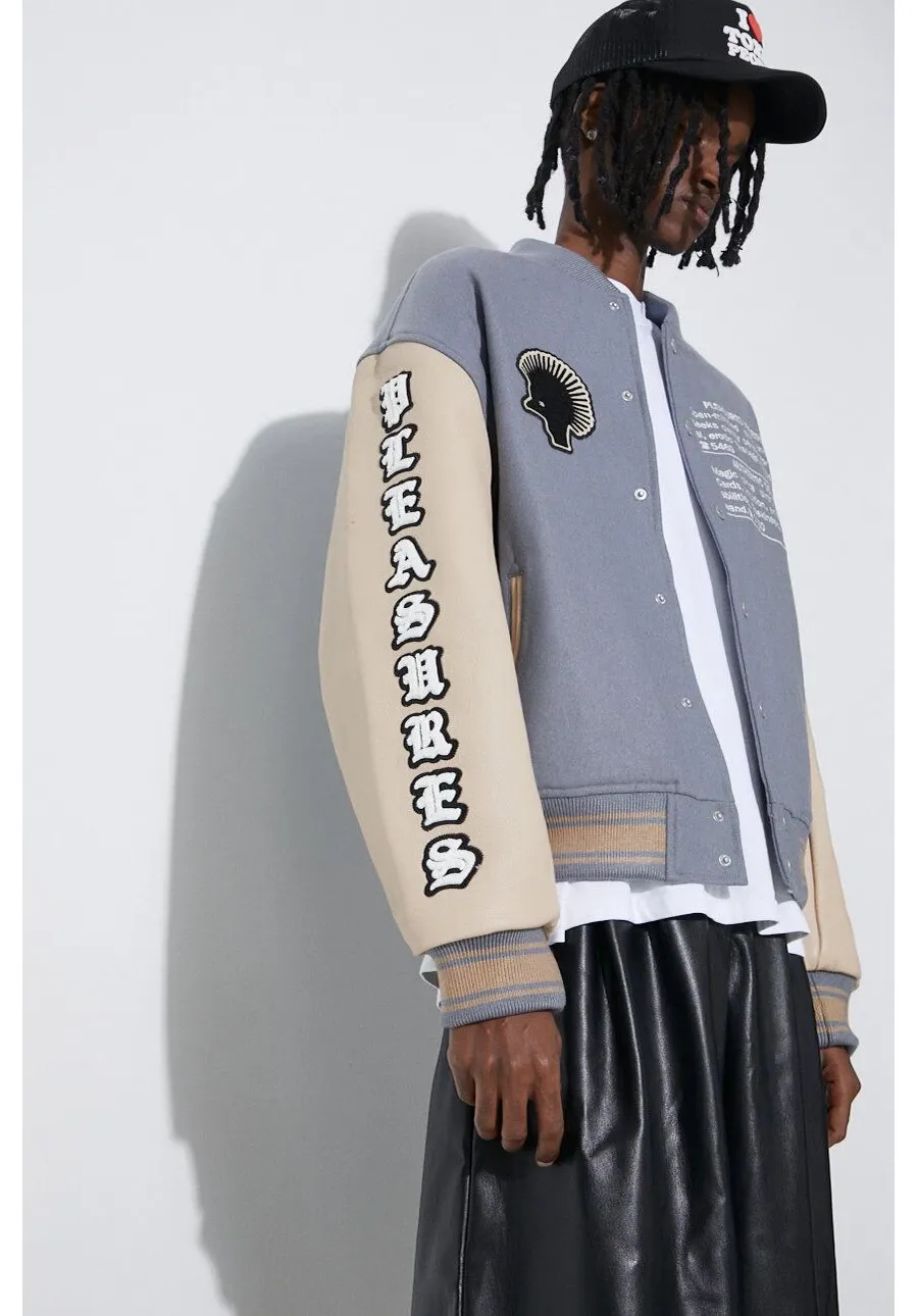 obrazek 1 PLEASURES kurtka bomber Calendar Varsity męski kolor niebieski zimowa oversize P24SP040.BLUE