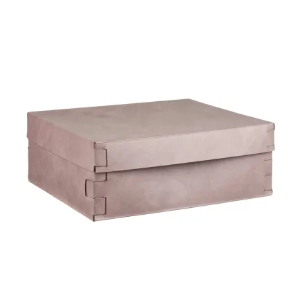 Zdjęcie Wyjątkowe pudełko Snob 36x30xH13,5 cm wykonane ze skóry w kolorze pudrowego różu